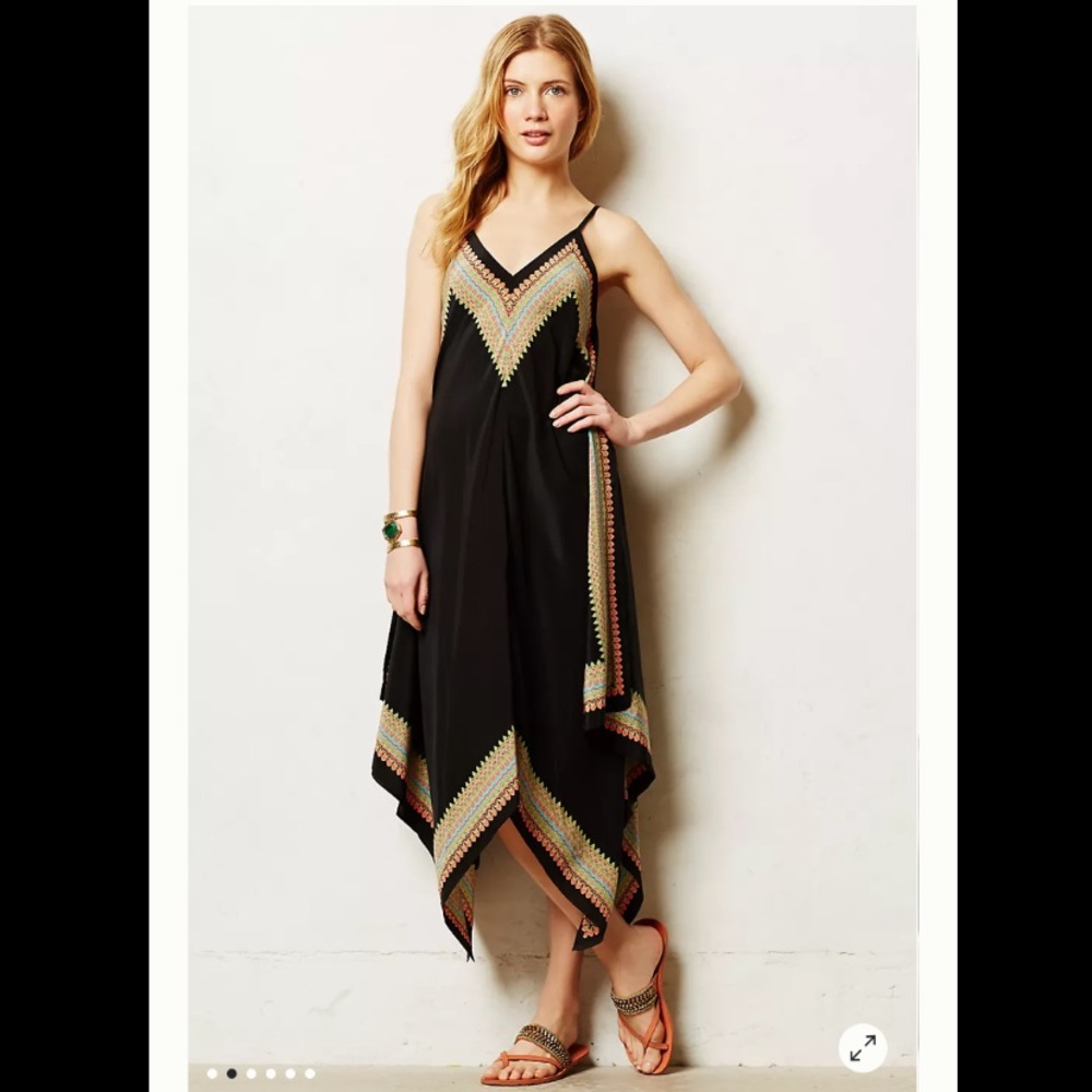 Vanessa Virginia Estrella Black Scarf Print Midi Dress